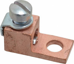 Thomas & Betts - 8-4 AWG Noninsulated Compression Connection Square Ring Terminal - 1/4" Stud, 1-1/8" OAL x 1/2" Wide, Copper Contact - USA Tool & Supply