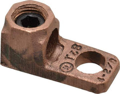 Thomas & Betts - 4-2/0 AWG Noninsulated Lug Connection D Shaped Ring Terminal - 3/8" Stud, 1-21/32" OAL x 23/32" Wide, Tin Plated Copper Contact - USA Tool & Supply