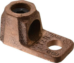 Thomas & Betts - 2-4/0 AWG Noninsulated Crimp Connection D Shaped Ring Terminal - 3/8" Stud, 1-7/8" OAL x 15/16" Wide, Copper Contact - USA Tool & Supply