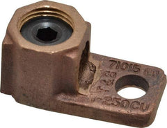 Thomas & Betts - 1 AWG Noninsulated Crimp Connection D Shaped Ring Terminal - 3/8" Stud, 2-1/32" OAL x 1" Wide, Copper Contact - USA Tool & Supply