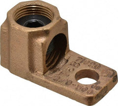 Thomas & Betts - 2/0 AWG Noninsulated Crimp Connection D Shaped Ring Terminal - 1/2" Stud, 2-3/4" OAL, Copper Contact - USA Tool & Supply