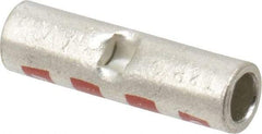 Thomas & Betts - 8 AWG Compatible, Noninsulated, Crimp-On Butt Splice Terminal - 2 Wire Entries, Copper Contacts, Tin Contact Plating, 1" OAL, Red - USA Tool & Supply