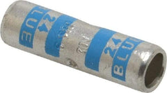 Thomas & Betts - 6 AWG Compatible, Noninsulated, Crimp-On Butt Splice Terminal - 2 Wire Entries, Copper Contacts, Tin Contact Plating, 1" OAL, Blue - USA Tool & Supply