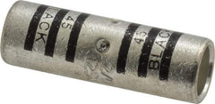 Thomas & Betts - 2/0 AWG Compatible, Noninsulated, Crimp-On Butt Splice Terminal - 2 Wire Entries, Copper Contacts, Tin Contact Plating, 1-3/4" OAL, Black - USA Tool & Supply