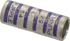 Thomas & Betts - 4/0 AWG Compatible, Noninsulated, Crimp-On Butt Splice Terminal - 2 Wire Entries, Copper Contacts, Tin Contact Plating, 1.88" OAL, Purple - USA Tool & Supply