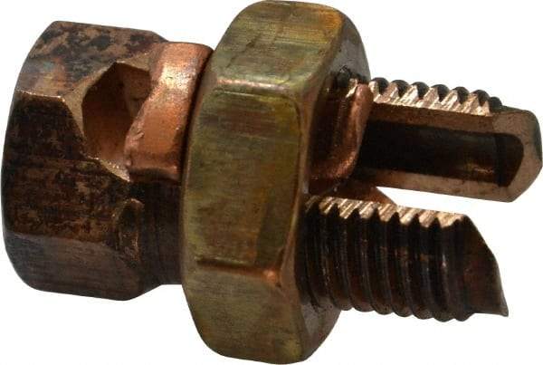 Thomas & Betts - 6 to 2 AWG, Copper Wire Compatible, Copper Alloy, Hex Split Bolt Connector - 1-1/4" OAL, 19/32" Head Width, 25/32" Base Width - USA Tool & Supply