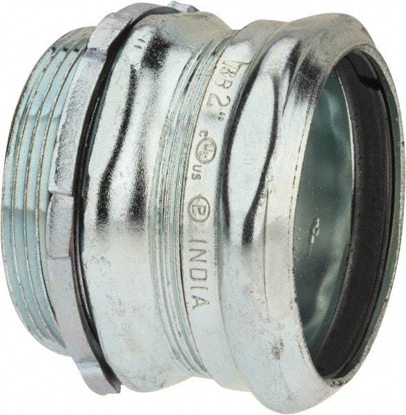 Thomas & Betts - 2" Trade, Steel Compression Straight EMT Conduit Connector - Noninsulated - USA Tool & Supply