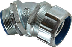 Thomas & Betts - 1-1/4" Trade, Malleable Iron Threaded Angled Liquidtight Conduit Connector - Insulated - USA Tool & Supply