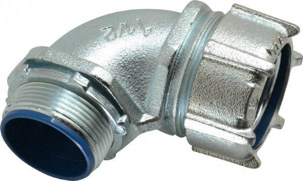 Thomas & Betts - 1-1/2" Trade, Malleable Iron Threaded Angled Liquidtight Conduit Connector - Insulated - USA Tool & Supply