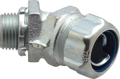 Thomas & Betts - 1/2" Trade, Malleable Iron Threaded Angled Liquidtight Conduit Connector - Noninsulated - USA Tool & Supply