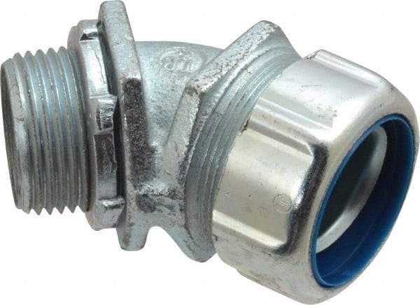 Thomas & Betts - 1" Trade, Malleable Iron Threaded Angled Liquidtight Conduit Connector - Noninsulated - USA Tool & Supply