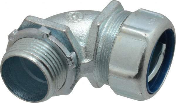 Thomas & Betts - 1" Trade, Malleable Iron Threaded Angled Liquidtight Conduit Connector - Noninsulated - USA Tool & Supply