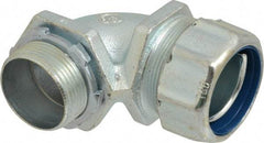 Thomas & Betts - 1-1/4" Trade, Malleable Iron Threaded Angled Liquidtight Conduit Connector - Noninsulated - USA Tool & Supply