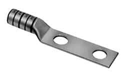 Thomas & Betts - 2 AWG Noninsulated Compression Connection Rectangle Ring Terminal - 5/16" Stud, 2.78" OAL x 0.59" Wide, Tin Plated Copper Contact - USA Tool & Supply