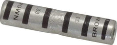 Thomas & Betts - 2 AWG Compatible, Noninsulated, Crimp-On Butt Splice Terminal - 2 Wire Entries, Copper Contacts, Tin Contact Plating, 1.88" OAL, Brown - USA Tool & Supply