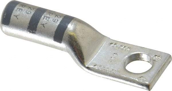 Thomas & Betts - 4 AWG Noninsulated Compression Connection Rectangle Ring Terminal - 1/4" Stud, 1.7" OAL x 0.52" Wide, Tin Plated Copper Contact - USA Tool & Supply