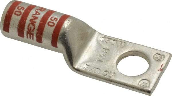 Thomas & Betts - 3/0 AWG Noninsulated Compression Connection Square Ring Terminal - 1/2" Stud, 2.7" OAL x 0.92" Wide, Tin Plated Copper Contact - USA Tool & Supply