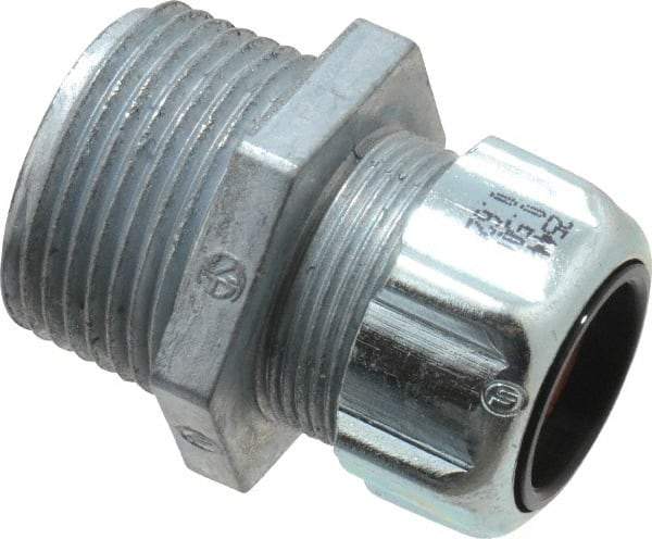 Thomas & Betts - 1/2 to 5/8" Cable Capacity, Liquidtight, Straight Strain Relief Cord Grip - 1 NPT Thread, 1-23/32" Long, Zinc - USA Tool & Supply