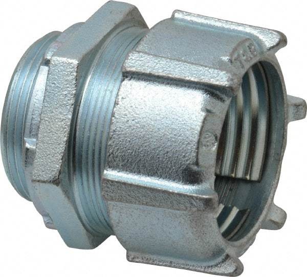 Thomas & Betts - 1-1/2" Trade, Malleable Iron Compression Straight Rigid/Intermediate (IMC) Conduit Connector - Noninsulated - USA Tool & Supply