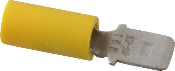 Thomas & Betts - 12 to 10 AWG, Vinyl, Fully Insulated, Male Wire Disconnect - 1/4 Inch Wide Tab, Yellow, CSA Certified, RoHS Compliant, UL 94 V-0, UL File E66716, UL Listed - USA Tool & Supply