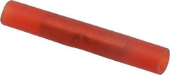 Thomas & Betts - 22 to 18 AWG Compatible, Nylon Fully Insulated, Crimp-On Butt Splice Terminal - 2 Wire Entries, Copper Contacts, Tin Contact Plating, 1.19" OAL, Red - USA Tool & Supply