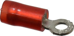 Thomas & Betts - 22-16 AWG Partially Insulated Crimp Connection D Shaped Ring Terminal - #4 Stud, 0.72" OAL x 0.23" Wide, Tin Plated Copper Contact - USA Tool & Supply