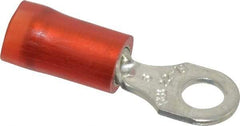 Thomas & Betts - 22-16 AWG Partially Insulated Crimp Connection D Shaped Ring Terminal - #6 Stud, 0.86" OAL x 0.26" Wide, Tin Plated Copper Contact - USA Tool & Supply