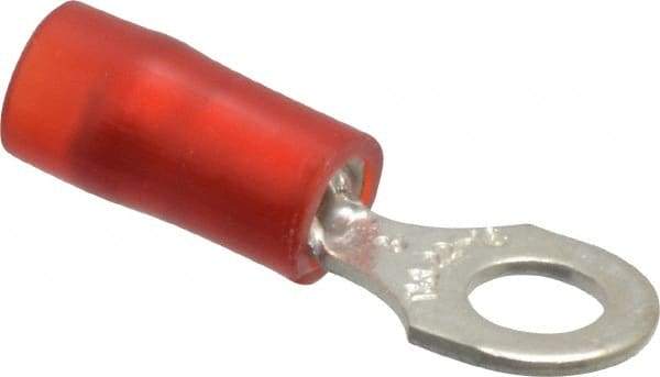 Thomas & Betts - 22-16 AWG Partially Insulated Crimp Connection D Shaped Ring Terminal - #8 Stud, 0.89" OAL x 0.26" Wide, Tin Plated Copper Contact - USA Tool & Supply