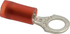 Thomas & Betts - 22-16 AWG Partially Insulated Crimp Connection D Shaped Ring Terminal - #10 Stud, 0.89" OAL x 0.31" Wide, Tin Plated Copper Contact - USA Tool & Supply