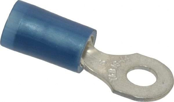 Thomas & Betts - 18-14 AWG Partially Insulated Crimp Connection D Shaped Ring Terminal - #6 Stud, 0.89" OAL x 0.31" Wide, Tin Plated Copper Contact - USA Tool & Supply