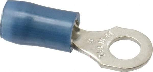 Thomas & Betts - 18-14 AWG Partially Insulated Crimp Connection D Shaped Ring Terminal - #8 Stud, 0.89" OAL x 0.31" Wide, Tin Plated Copper Contact - USA Tool & Supply