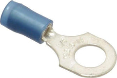 Thomas & Betts - 18-14 AWG Partially Insulated Crimp Connection D Shaped Ring Terminal - 1/4" Stud, 1.08" OAL x 0.47" Wide, Tin Plated Copper Contact - USA Tool & Supply