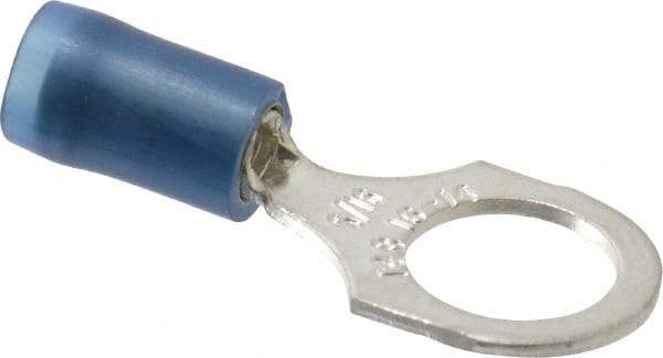 Thomas & Betts - 18-14 AWG Partially Insulated Crimp Connection D Shaped Ring Terminal - 5/16" Stud, 1.08" OAL x 0.47" Wide, Tin Plated Copper Contact - USA Tool & Supply