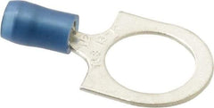 Thomas & Betts - 18-14 AWG Partially Insulated Crimp Connection D Shaped Ring Terminal - 1/2" Stud, 1-1/4" OAL x 0.72" Wide, Tin Plated Copper Contact - USA Tool & Supply