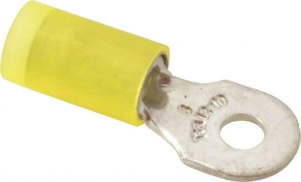 Thomas & Betts - 12-10 AWG Partially Insulated Crimp Connection D Shaped Ring Terminal - #6 Stud, 1" OAL x 0.37" Wide, Tin Plated Copper Contact - USA Tool & Supply