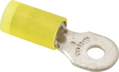 Thomas & Betts - 12-10 AWG Partially Insulated Crimp Connection D Shaped Ring Terminal - #6 Stud, 1" OAL x 0.37" Wide, Tin Plated Copper Contact - USA Tool & Supply