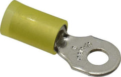 Thomas & Betts - 12-10 AWG Partially Insulated Crimp Connection D Shaped Ring Terminal - #8 Stud, 1" OAL x 0.37" Wide, Tin Plated Copper Contact - USA Tool & Supply