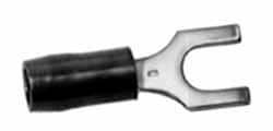 Thomas & Betts - #8 Stud, 22 to 16 AWG Compatible, Partially Insulated, Crimp Connection, Locking Fork Terminal - USA Tool & Supply