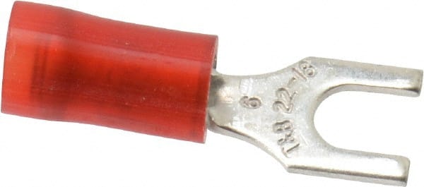 Thomas & Betts - #6 Stud, 22 to 16 AWG Compatible, Partially Insulated, Crimp Connection, Standard Fork Terminal - USA Tool & Supply
