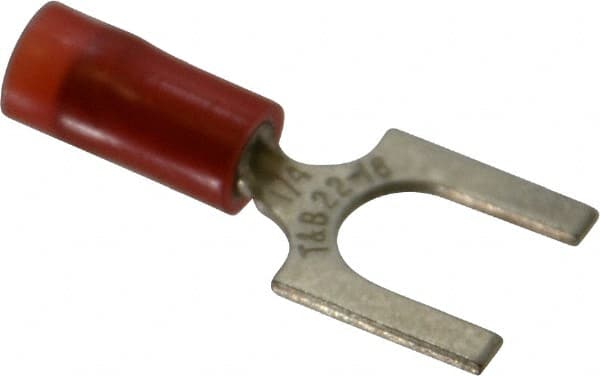Thomas & Betts - 1/4" Stud, 22 to 16 AWG Compatible, Partially Insulated, Crimp Connection, Standard Fork Terminal - USA Tool & Supply