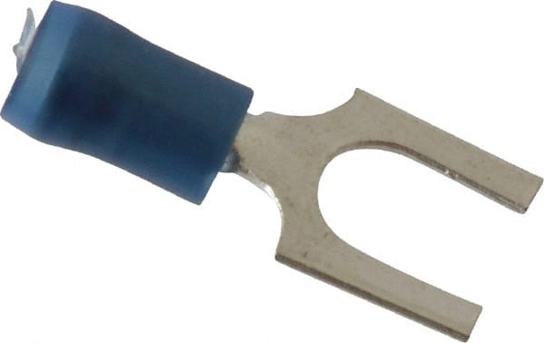 Thomas & Betts - 1/4" Stud, 18 to 14 AWG Compatible, Partially Insulated, Crimp Connection, Standard Fork Terminal - USA Tool & Supply