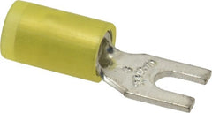 Thomas & Betts - #6 Stud, 12 to 10 AWG Compatible, Partially Insulated, Crimp Connection, Standard Fork Terminal - USA Tool & Supply