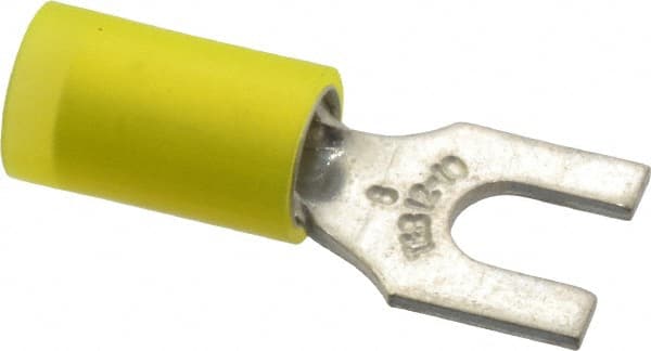 Thomas & Betts - #8 Stud, 12 to 10 AWG Compatible, Partially Insulated, Crimp Connection, Standard Fork Terminal - USA Tool & Supply