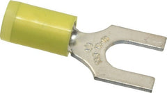 Thomas & Betts - 1/4" Stud, 12 to 10 AWG Compatible, Partially Insulated, Crimp Connection, Standard Fork Terminal - USA Tool & Supply