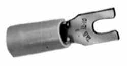 Thomas & Betts - #8 Stud, 22 to 16 AWG Compatible, Partially Insulated, Crimp Connection, Locking Fork Terminal - USA Tool & Supply