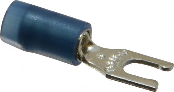 Thomas & Betts - #6 Stud, 18 to 14 AWG Compatible, Partially Insulated, Crimp Connection, Locking Fork Terminal - USA Tool & Supply