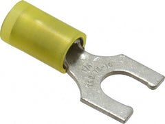 Thomas & Betts - 1/4" Stud, 12 to 10 AWG Compatible, Partially Insulated, Crimp Connection, Locking Fork Terminal - USA Tool & Supply
