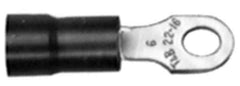 Thomas & Betts - 22-16 AWG Partially Insulated Crimp Connection D Shaped Ring Terminal - 3/8" Stud, 1.24" OAL x 0.54" Wide, Tin Plated Copper Contact - USA Tool & Supply