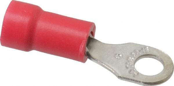 Thomas & Betts - 22-16 AWG Partially Insulated Crimp Connection D Shaped Ring Terminal - #6 Stud, 0.94" OAL x 1/4" Wide, Tin Plated Copper Contact - USA Tool & Supply