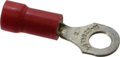 Thomas & Betts - 22-16 AWG Partially Insulated Crimp Connection D Shaped Ring Terminal - #8 Stud, 0.97" OAL x 0.31" Wide, Tin Plated Copper Contact - USA Tool & Supply